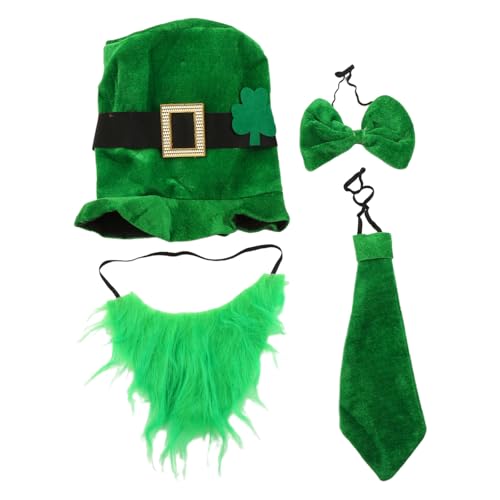 Guaber Grüner großer Hut für Patrick Day mit Bart Festival Dekor Irischer Nationalfeiertag Flat Top Party Kostüm Zubehör Irish für Party von Guaber