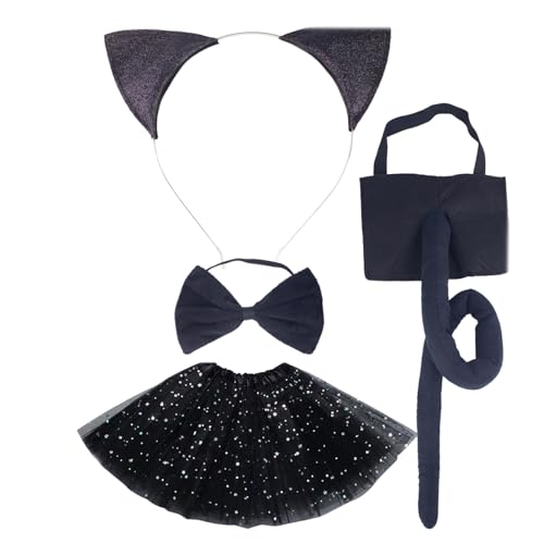 Guaber Haarreif, Fliege, Rock und Schwanz, Halloween-Kostüm, Zubehör-Set, Größe für Kinder und Erwachsene, Kostüme, Halloween-Kostüm von Guaber