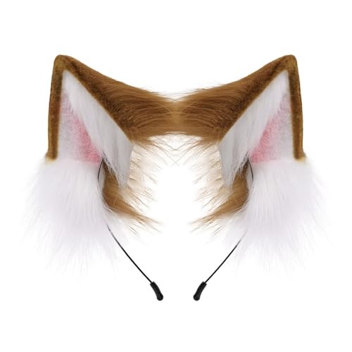 Guaber Haarreif mit pelzigen Ohren, weich, bequem, Tier-Kopfbedeckung, Haarteile für Kostüm, Spielen, Halloween, Party, Kopfbedeckung, Accessoire, weiches, bequemes Stirnband von Guaber