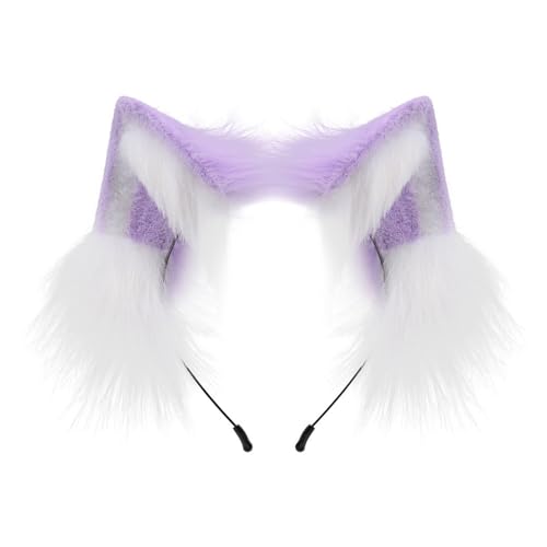 Guaber Haarreif mit pelzigen Ohren, weich, bequem, Tier-Kopfbedeckung, Haarteile für Kostüm, Spielen, Halloween, Party, Kopfbedeckung, Accessoire, weiches, bequemes Stirnband von Guaber