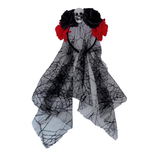 Guaber Halloween-Blumen-Haarbänder für Damen, realistischer Totenkopf-Haarschmuck für Kostümpartys, Halloween-Stirnband Guaber Halloween-Blumen-Haarbänder für Damen, realistischer Totenkopf-Haarschmuck für Kostümpartys, Halloween-Stirnband von Guaber