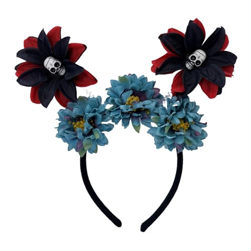 Guaber Handgefertigtes Totenkopf-Stirnband, Mädchen, Hexe, Kopfbedeckung, Totenkopf, dunkle Blume, Pelzanzug, Maskeraden, Halloween, Hexenparty, Halloween, Stirnbänder von Guaber
