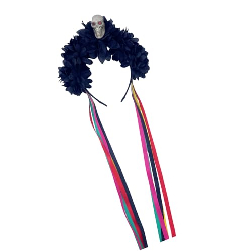 Guaber Hexenschädel Teufel Rose Stirnband Dunkle Quasten Blume Für Karneval Party Handgemachte Party Kostüm Teufel Halloween Stirnbänder Für Erwachsene von Guaber