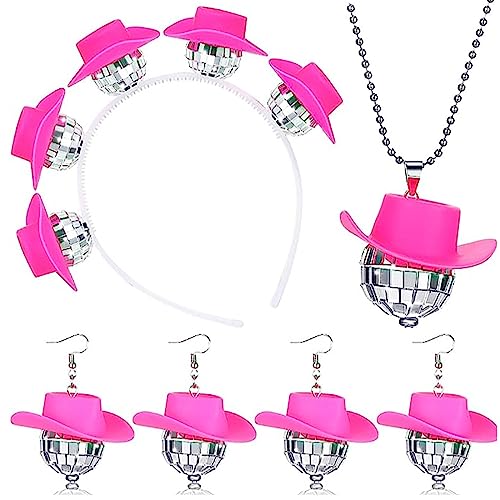 Guaber Kugel-Ohrringe, Disco-Party-Halskette, Disco-Stirnband-Set, Party-Kostüm, Kopfschmuck, glitzernde Kugel-Thema, Erwachsenenkostüme von Guaber