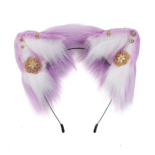 Guaber Niedliches Haarband für Erwachsene, Teenager, Cosplay, Füchse, Ohrform, Plüsch, Haarreifen, Make-up, Live-Übertragung, Halloween, Party, Kopfschmuck, Stirnbänder für Frauen für Erwachsene von Guaber