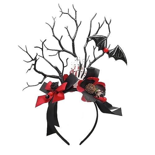 Guaber Punk Stirnband Skelett Hand und Schleife für Mädchen Geburtstag Mottopartys Foto Requisiten Kopfschmuck Kopfschmuck für Halloween Cosplay Kostüm Zubehör für Halloween Party von Guaber