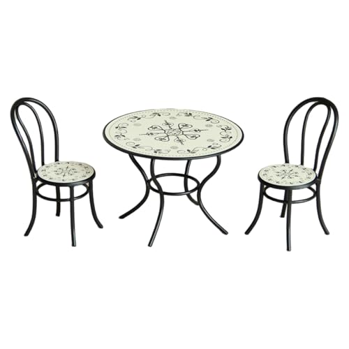 Guaber Realistischer Esstisch Und Stuhl Set Für Gartenszene Tun Um Girls Decor Miniatur Outdoor Puppenmöbel Set Zu Spielen von Guaber