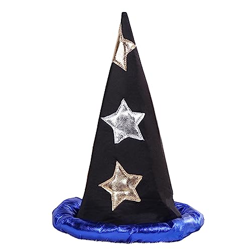 Guaber Retro Spitzhut Halloween Zauberer mit Stern und Mond Dekor Hexe Cosplay Requisiten für Familientreffen Halloween Hut Guaber Retro Spitzhut Halloween Zauberer mit Stern und Mond Dekor Hexe Cosplay Requisiten für Familientreffen Halloween Hut von Guaber