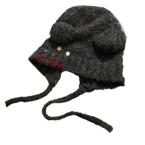 Guaber Übergroßer Bärenhut mit Ohren, einfarbig, Skifahren, pelzig, Cartoon-Foto-Requisiten, Outdoor-Kopfwickel für Halloween, Cartoon-Hüte für Jungen von Guaber