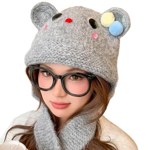 Guaber Übergroßer Bärenhut mit Ohren, einfarbig, Skifahren, pelzig, Cartoon-Foto-Requisiten, Outdoor-Kopfwickel für Halloween, Cartoon-Hut für Männer und Frauen von Guaber