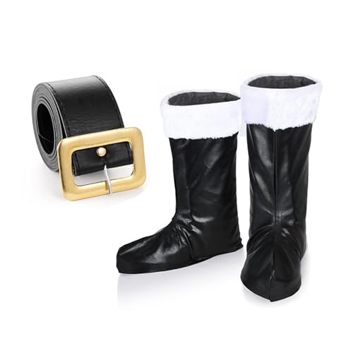 Guaber Weihnachten Santa Kostüm 2pcs Klauseln Kostümzubehör Outfits Für Halloween Holiday Party Cosplay Santa Clausses Boot Manschetten von Guaber