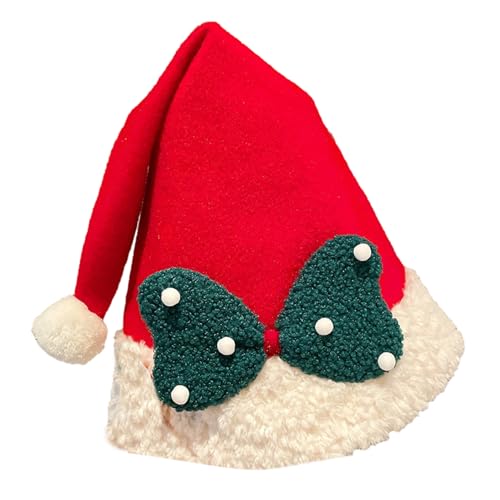 Guaber Weihnachtsmütze aus dickem Plüsch und weißer pelziger Krempe für Partys, Verkleidungen, Cosplay, Pailletten-Kostüme von Guaber