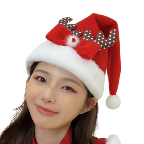 Guaber Weihnachtsmütze aus dickem Plüsch und weißer pelziger Krempe für Partys, Verkleidungen, Cosplay, Pailletten-Kostüme von Guaber
