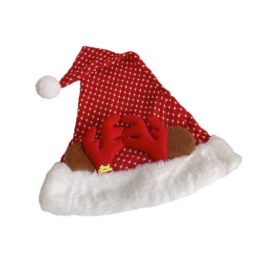 Guaber Weihnachtsmütze aus dickem Plüsch und weißer pelziger Krempe für Partys, Verkleidungen, Cosplay, Pailletten-Kostüme von Guaber