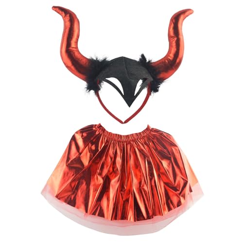 Guaber Zarte Halloween-Ochsenhorn-Stirnbänder und Netzrock, Party-Dekoration für Mädchen und Damen, Foto-Requisiten, Ochsen-Stirnband, Halloween-Tier-Stirnband Guaber Zarte Halloween-Ochsenhorn-Stirnbänder und Netzrock, Party-Dekoration für Mädchen und Damen, Foto-Requisiten, Ochsen-Stirnband, Halloween-Tier-Stirnband von Guaber