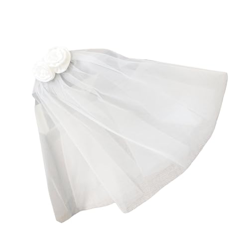 Guaber Zarter Schleier, Haarspange, Kopfschmuck, doppellagig, Rosette, Haarnadel, Junggesellinnenabschied, Brautschmuck, Kopfschmuck, Kamelie, Blumenschleier von Guaber