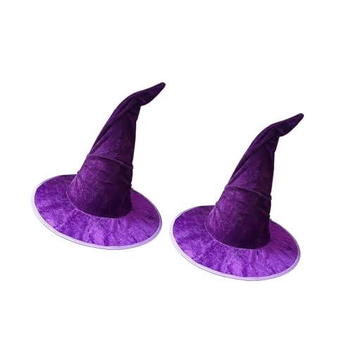 Guaber Zerquetschter Hexenhut, Vintage-Stil, Halloween-Party-Zubehör mit Stahldrahtkrempe für Cosplays, Kostüm, Fotografie, Hexenhut von Guaber