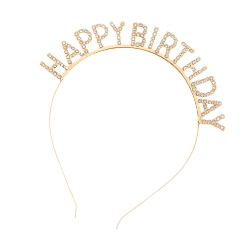 Happy Birthday Requisiten Haarband für Erwachsene Familientreffen Geburtstag Party Strass Stirnband Fotografie Zubehör Party Haarschmuck von Guaber