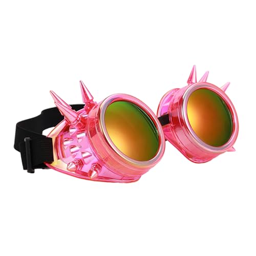 Mehrfarbige, fluoreszierende Punk-Brille, Nieten, Punk-Design, leicht, verstellbar, für Erwachsene und Kinder, Unisex, Steampunk-Brille Mehrfarbige, fluoreszierende Punk-Brille, Nieten, Punk-Design, leicht, verstellbar, für Erwachsene und Kinder, Unisex, Steampunk-Brille von Guaber