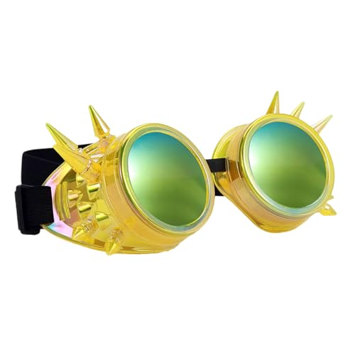 Mehrfarbige, fluoreszierende Punk-Brille, Nieten, Punk-Design, leicht, verstellbar, für Erwachsene und Kinder, Unisex, Steampunk-Brille Mehrfarbige, fluoreszierende Punk-Brille, Nieten, Punk-Design, leicht, verstellbar, für Erwachsene und Kinder, Unisex, Steampunk-Brille von Guaber