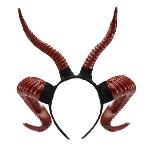 Realistisches Ziegenhorn-Stirnband für Halloween-Kostüm, Haarreif, Party, Kopfschmuck, Bühnenhaarband, Cosplay, Kopfbedeckung, modisches Gothic-Stirnband von Guaber