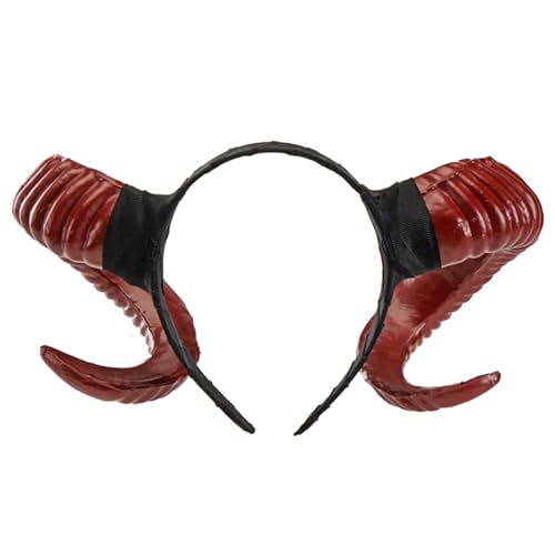Realistisches Ziegenhorn-Stirnband für Halloween-Kostüm, Haarreif, Party, Kopfschmuck, Bühnenhaarband, Cosplay, Kopfbedeckung, modisches Gothic-Stirnband von Guaber