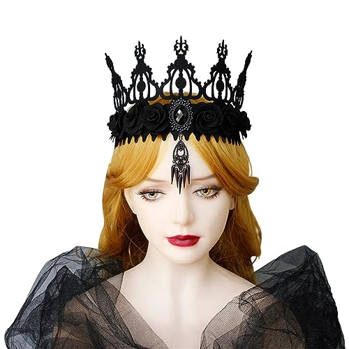 Schwarzes Hexenkronen-Stirnband, Halloween-Kostüm, Tiaras, Krone, Haarband für formelle Veranstaltungen, Cosplay, Party, antiker Punk-Kopfschmuck, Gothic-Blumen-Kopfschmuck, Maskerade, Cosplay Schwarzes Hexenkronen-Stirnband, Halloween-Kostüm, Tiaras, Krone, Haarband für formelle Veranstaltungen, Cosplay, Party, antiker Punk-Kopfschmuck, Gothic-Blumen-Kopfschmuck, Maskerade, Cosplay von Guaber