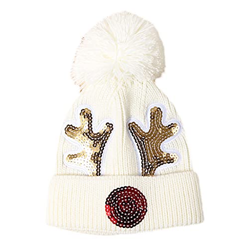 Weihnachtsmützen für Kinder mit Hirschhorn-Ornament, Weihnachtsmann für Kinder, Winter, gestrickt, für Jungen und Mädchen, Baby-Weihnachtsmütze Weihnachtsmützen für Kinder mit Hirschhorn-Ornament, Weihnachtsmann für Kinder, Winter, gestrickt, für Jungen und Mädchen, Baby-Weihnachtsmütze von Guaber
