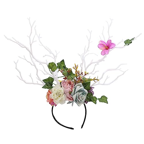 Wunderschönes Geweih-Stirnband mit Schmetterlingen und Rosen, Partykleidung, Maskerade, Cosplay-Zubehör, Blumen-Stirnband von Guaber