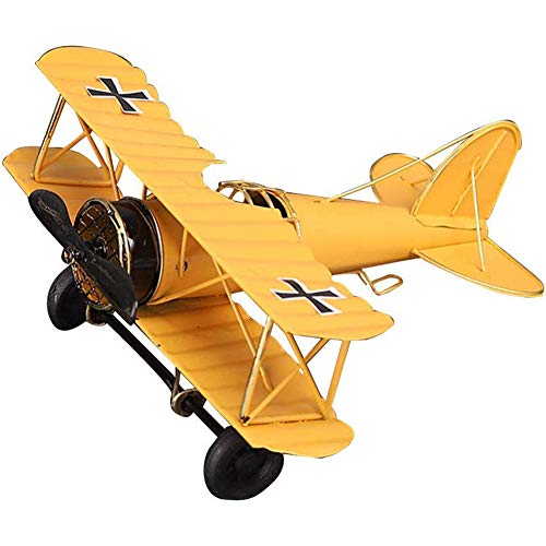 Guanan Vintage Flugzeugmodell, Doppeldecker, Sammlung Büro Ornament - Gelb (21,5x17,7x9 cm) von Guanan