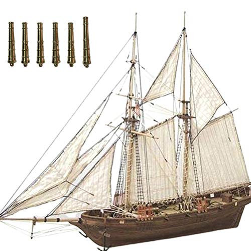 Guanan Segelboot Modell, Holzschiff Modelle, DIY Schiffsmodell Kit, 6 Bronzekanonen, Dekoration Modellbausatz Holz Schiff Bausatz Flaggschiff Holzmodell Spielzeug für Kinder (400 * 150 * 270 mm) von Guanan