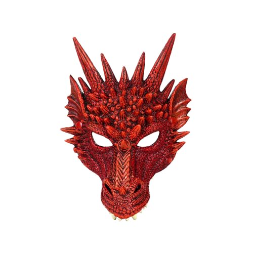 Guangcailun Modische Drachen Cosplay Maske für Halloween Events, Geschenke, PU Maske, Cosplay Drachenmaske, Tiermaske, Party Maske, Rot von Guangcailun