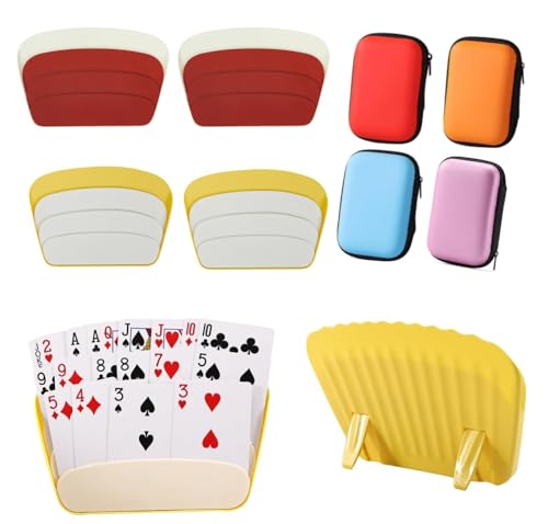 Guangyu 4X Spielkartenhalter mit 4 Box (Ohne Spielkarten) - 4-Etagen Kartenhalter für Spielkarten,Spielkartenständer zum Hinstellen aus Plastik Card Holder für Senioren, Kinder, Erwachsene von Guangyu
