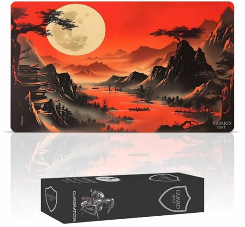 GuardMat - Scarlet Lake (Genähte Kanten) – Spielmatte für Magic – Spielmatten für Magic The Gathering – Playmat kompatibel mit MTG, YuGiOh, Der Herr de Ringe, Pokemon, TCG, Kartenspielmatte von Guard Mat