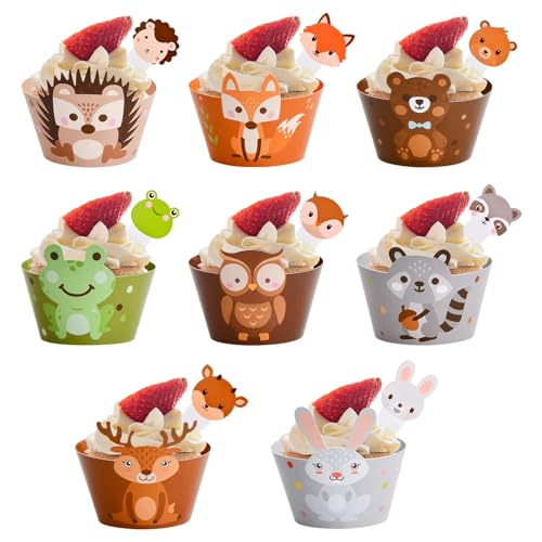 24 Tier Cupcake Wrapper Papier, Waldtiere Kuchen Deko, Waldtiere Kuchendeckel Tier Cake Topper Kuchen Deko für Kinder Geburtstag Party, Dschungel Safari Party, Hochzeit Kuchen Deko Dekoration Supplies 24 Tier Cupcake Wrapper Papier, Waldtiere Kuchen Deko, Waldtiere Kuchendeckel Tier Cake Topper Kuchen Deko für Kinder Geburtstag Party, Dschungel Safari Party, Hochzeit Kuchen Deko Dekoration Supplies von Gudalea