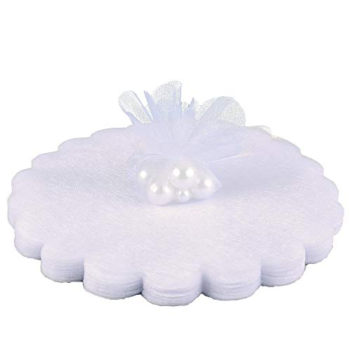 Gudotra 100 Stück Organzabeutel, Bonbonbeutel, Tüllbeutel, rund, weiß, für Geburtstag, Hochzeit, Geschenk, Süßigkeiten, Party, Schmuck (Stil 1 Weiß) von Gudotra