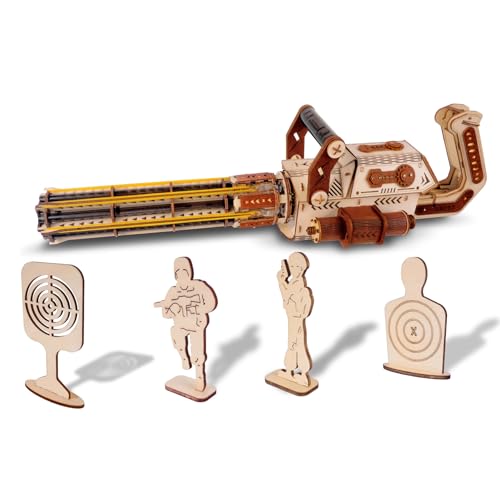 Gueiddi Magic Holz 3D Puzzle, Holzpuzzle Erwachsene Satz Hölzerne Mechanische Modellbausatz 3D Holzpuzzle Geschenk für Kinder und Erwachsene (Gatling Geschütz) von Gueiddi