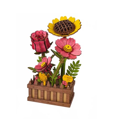 Gueiddi Magic Holz 3D Puzzle, Holzpuzzle Erwachsene Satz Hölzerne Mechanische Modellbausatz 3D Holzpuzzle Geschenk für Kinder und Erwachsene (Holzblühbox Floristik) von Gueiddi
