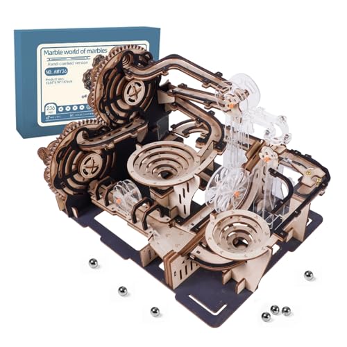 Gueiddi hölzerne 3D Puzzles für Erwachsene, Rompecabezas 3D hölzerne Puzzles Haus Erwärmung Geschenk Hobby Kit Stamm Spielzeug Home Decor (hölzerne Murmelbahn) von Gueiddi