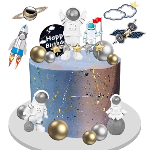 25 Astronaut Cake Decoration, Astronaut Kuchen Dekoration,Astronaut Cupcake Toppers,Cupcake Geburtstag Topper für Junge Mädchen Geburtstag Themen Party von Gugatad