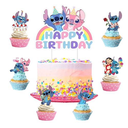 25 Stit Cake Decoration,Stit Cupcake Toppers,Cupcake Geburtstag Topper für Junge Mädchen Geburtstag Themen Party von Gugatad