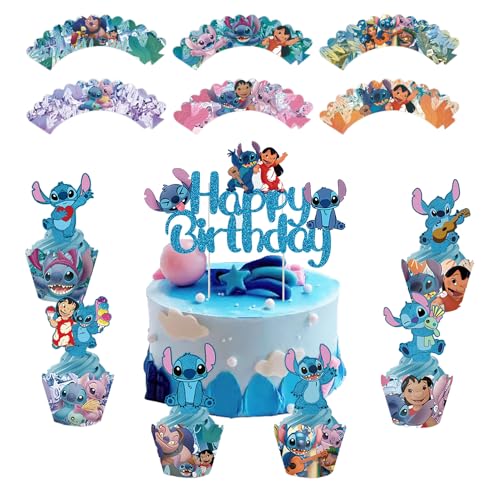 25 Stitc Cake Decoration,Stitc Kuchen Dekoration,Stitc Cupcake Toppers,Cupcake Geburtstag Topper für Junge Mädchen Geburtstag Themen Party von Gugatad