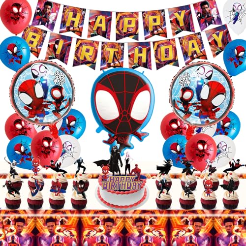 48Pcs Spiderma Geburtstag Deko,Spiderma Ballon,Spiderma Geburtstagsdeko,Spiderma Luftballons Haben Tortendekoration,Latex Balloons etc,Geeignet für Kindergeburtstagsfeierdekoration von Gugatad
