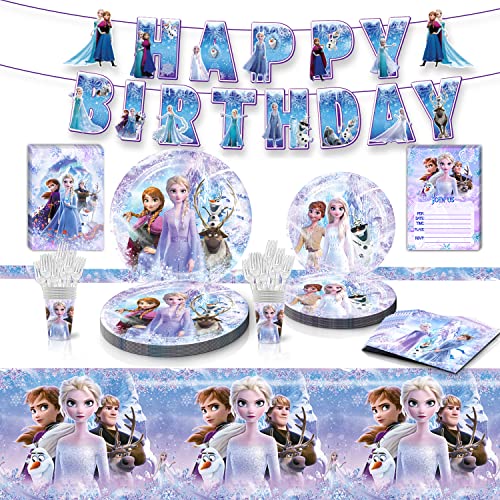 72 Stück Geburtstags Deko, Kinder Geburtstagsdeko,Birthday Decorations,Party Supplies Set mit Teller,Banner,Tischdecke,Servietten,Einladungskarte von Gugatad