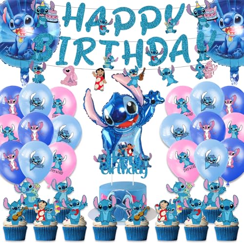 Luftballons Deko, Geburtstagsdeko, Party Supplies Set Enthalten Banner, Cake Topper, Luftballons, Foil Balloons, Deko für Kinder Geeignet von Gugatad