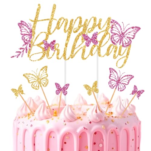 Schmetterling Cake Decoration, Kinder Schmetterling Kuchendekoration,Muffin Kuchen Deko,Cupcake Geburtstag Topper für Junge Mädchen Geburtstag Themen Party von Gugatad