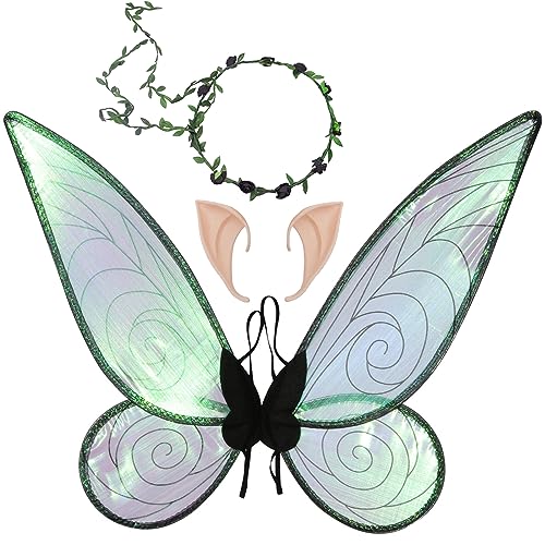 Feenflügel Schmetterlingsflügel mit Elfenohren Blumenkranz Erwachsene Flügel Kostüm Kinder Prinzessinnenflügel Damen Mädchen Flügel Kostüm Wings für Weihnachts Karneval Geburtstags Cosplay Party Feenflügel Schmetterlingsflügel mit Elfenohren Blumenkranz Erwachsene Flügel Kostüm Kinder Prinzessinnenflügel Damen Mädchen Flügel Kostüm Wings für Weihnachts Karneval Geburtstags Cosplay Party von GugnRyAc