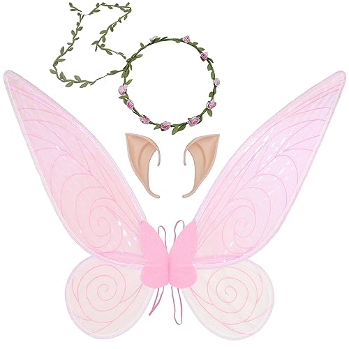 Feenflügel Schmetterlingsflügel mit Elfenohren Blumenkranz Erwachsene Flügel Kostüm Kinder Prinzessinnenflügel Damen Mädchen Flügel Kostüm Wings für Weihnachts Karneval Geburtstags Cosplay Party Feenflügel Schmetterlingsflügel mit Elfenohren Blumenkranz Erwachsene Flügel Kostüm Kinder Prinzessinnenflügel Damen Mädchen Flügel Kostüm Wings für Weihnachts Karneval Geburtstags Cosplay Party von GugnRyAc