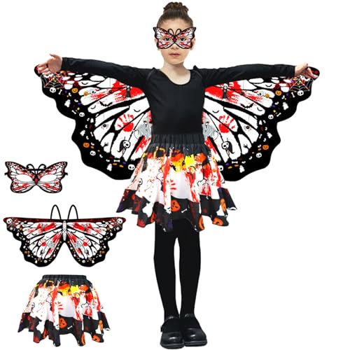 GugnRyAc Schmetterlingsflügel Kostüm für Kinder, Mädchen Schmetterling Flügel Cape mit Tutu Rock Set, für Karnevel Halloween Fasching Kostüm GugnRyAc Schmetterlingsflügel Kostüm für Kinder, Mädchen Schmetterling Flügel Cape mit Tutu Rock Set, für Karnevel Halloween Fasching Kostüm von GugnRyAc