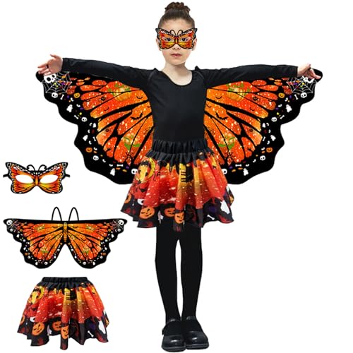 GugnRyAc Schmetterlingsflügel Kostüm für Kinder, Mädchen Schmetterling Flügel Cape mit Tutu Rock Set, für Karnevel Halloween Fasching Kostüm GugnRyAc Schmetterlingsflügel Kostüm für Kinder, Mädchen Schmetterling Flügel Cape mit Tutu Rock Set, für Karnevel Halloween Fasching Kostüm von GugnRyAc